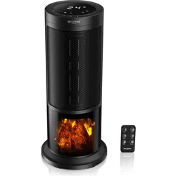 Brandson Heizlüfter, Kaminfeuer-Effekt, Oszillation, 1800W, Keramik Heizgerät, Thermostat, Energiesparend, Heizlüfter, Schwarz