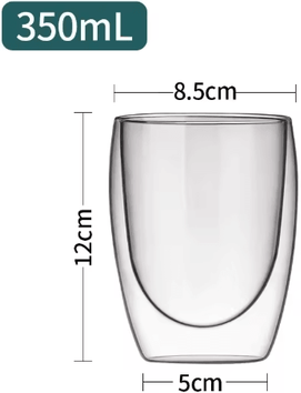 Inspire Picks ThermoClear Double Wall Glass Coffee Cup Heat Resistant Drinkware Set 350ml 1pc