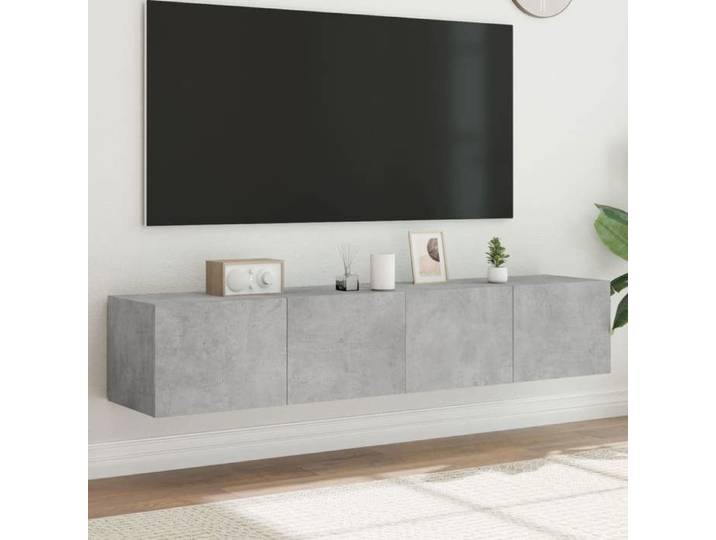 Meubles TV Muraux et Lumières LED 2pcs Armoires de Télévision Suspendues avec Rangement Meubles Télé Flottants 837288