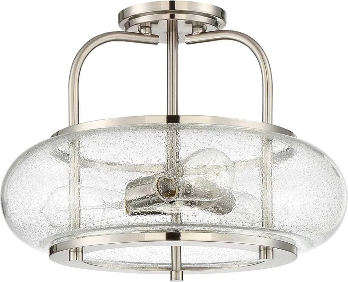 Quoizel Trilogy LED Plafondlamp met 3 lichtpunten in geborsteld nikkel en glas