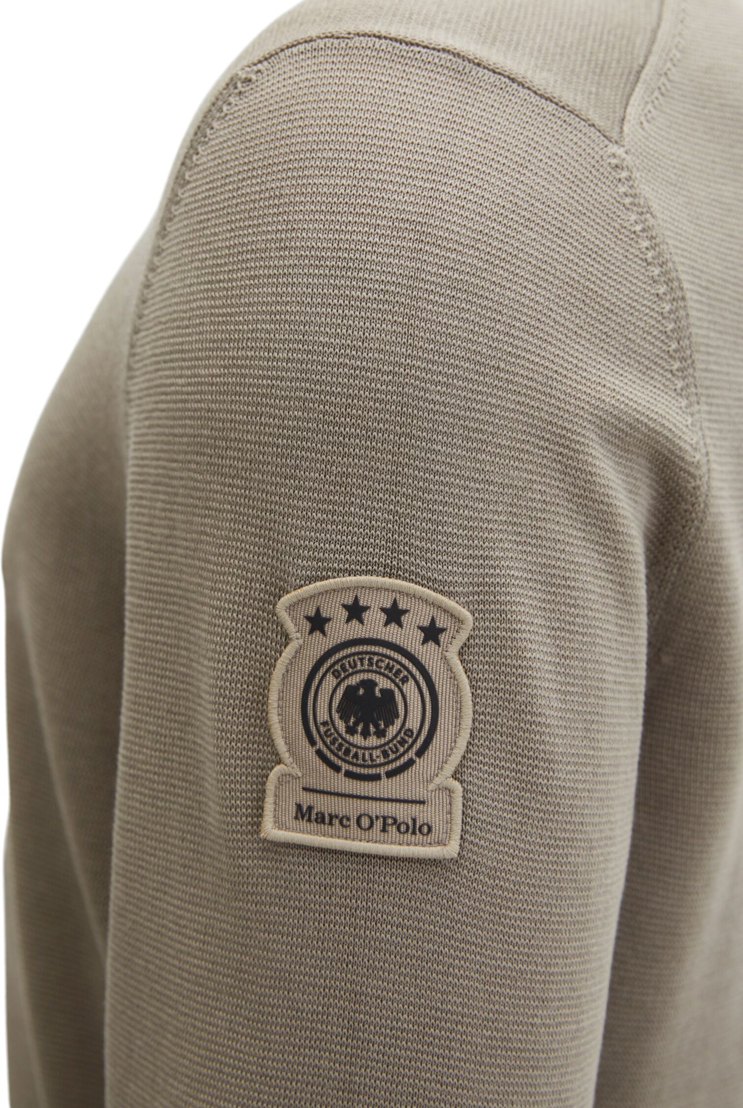 Marc O' Polo Rundhalspullover MARC O'POLO "DFB Travel Collection", Herren, Gr. L, beige (cinder), Strick, Obermaterial: 100% Baumwolle, normal normal, Rundhals, Rippbündchen, Pullover Rundhalspullover, aus reiner Bio-Baumwolle cinder L