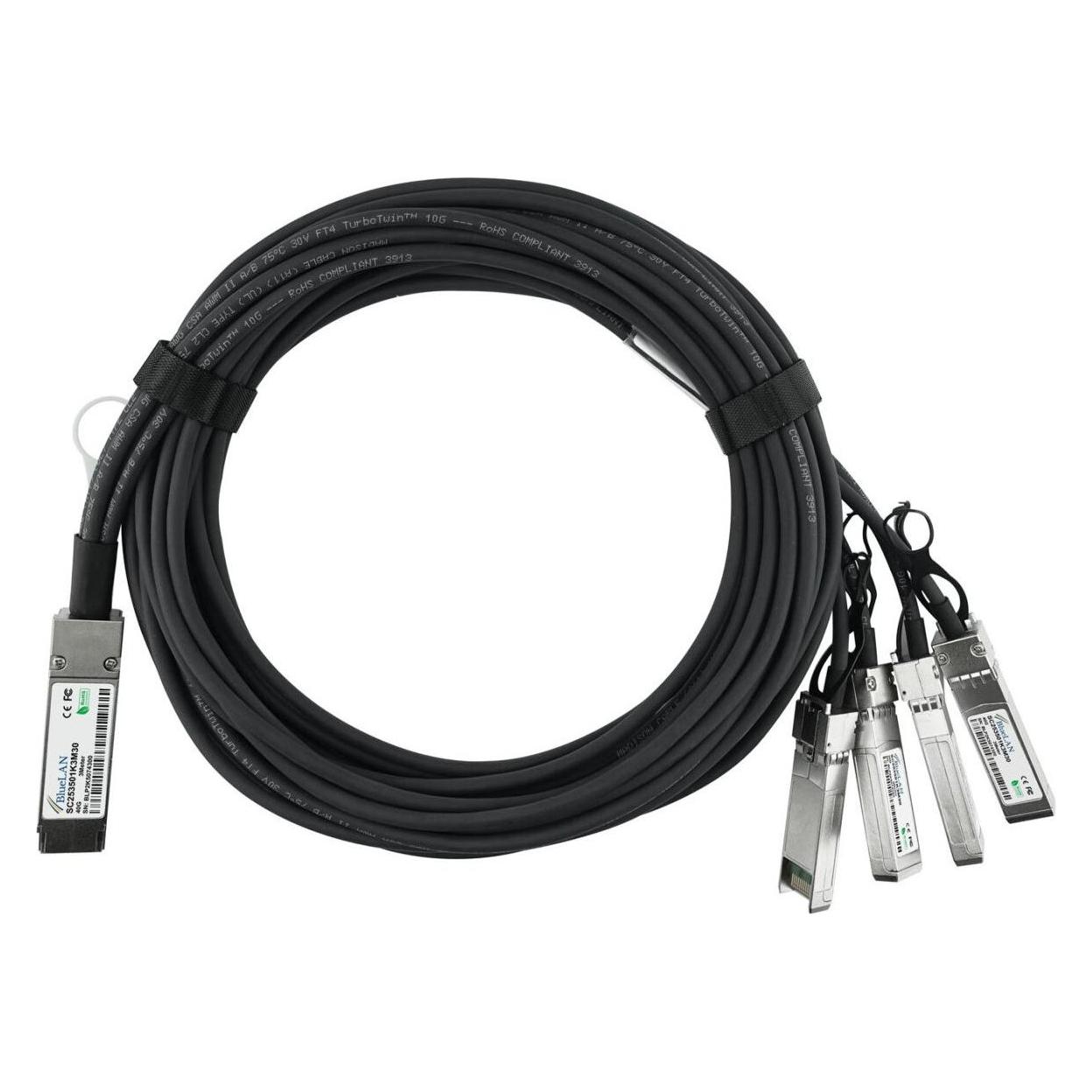 BlueLAN Check Point CPAC-TR-40SPLIT-QSFP-3M kompatibles QSFP DAC SC253501K3M30 (CPAC-TR-40SPLIT-QSFP-3M-BL)