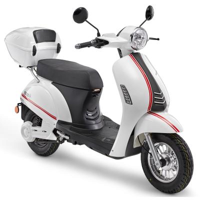 E-Mofaroller LUXXON "E 3000", weiß, Elektromotorroller, 25 km/h, bis zu 65 km Reichweite, mit Straßenzulassung, 2 Sitzplätze, B:67cm H:109,5cm L:175cm