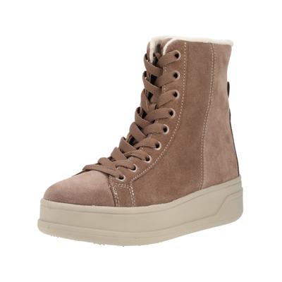 Schnürstiefelette GEOX "Geox Stiefelette Veloursleder", Damen, Gr. 40, taupe, Veloursleder, Schuhe Schnürstiefelette