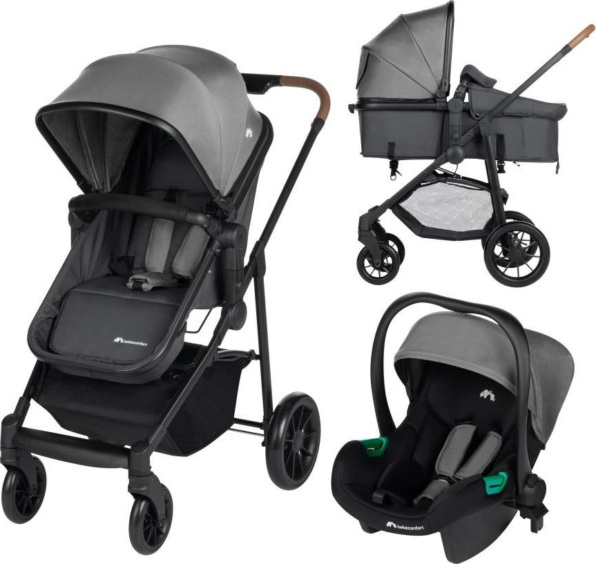Bebeconfort Haze Trio, Kinderwagen 3-in-1 Komplettset, 0-4 Jahre, 2-in-1-Sitzeinheit, wendbarer & leichter Kinderwagen, i-Size-Babyschale,Tinted Stone