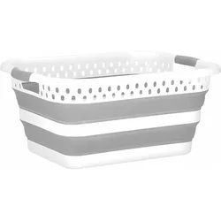 König Design, Wäschekorb, Wäschekorb Faltbar Wäschesammler Wäschebox Wäschetonne Aufbewahrungskorb Grau (36 l)