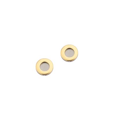 Paar Ohrstecker FIRETTI "Schmuck Geschenk Titan Ohrschmuck Ohrringe Kreis rund bicolor", titanfarben, gelbgoldfarben, Ohrringe, Damen, 6mm, Titan