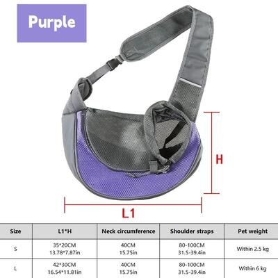 Inspire Select Breathable Dog Sling Carrier Backpack Hands Free Crossbody Travel Bag For Dogs & Cats Up To 44 Lbs purple s