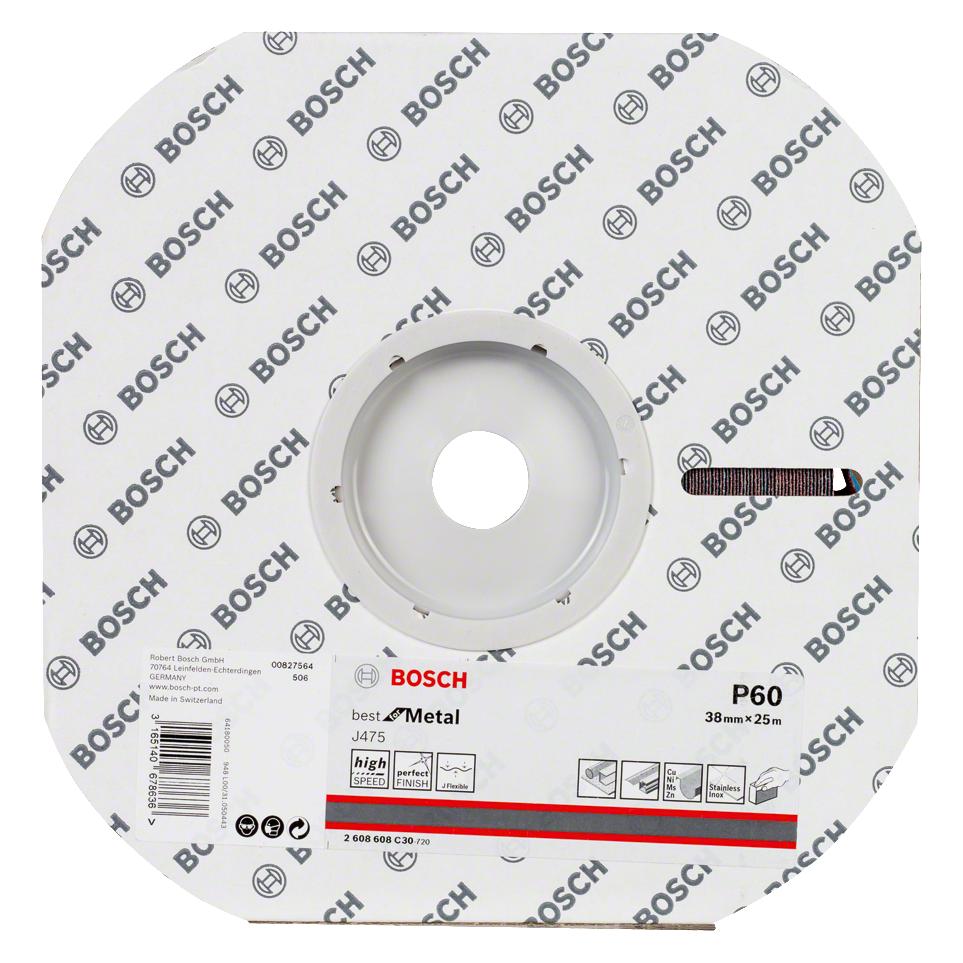 Bosch Professional Zubehör Schleifrolle J475 Best for Metal, Gewebeschleifrolle, 38 mm x 25 m, 60 (60) (2608608C30)