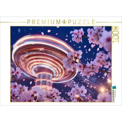 CALVENDO Puzzle Blüten tanzen im Wind, während Lichtspuren den Frühling in Bewegung malen | 1000 Teile Lege-Größe 64x48cm Foto-Puzzle für glückliche