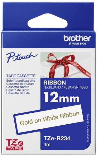 Brother TZe TZe-R234 Bandfarbe: Weiß Schriftfarbe:Gold 12 mm 4 m