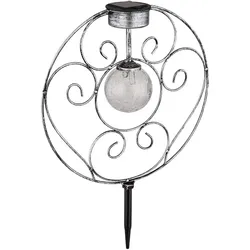 Solarlampe orientalische Glaskugel Dekoleuchte Gartenlampe Solar Solarleuchte Metall für Außen, Metall Glas, Erdspieß, 1x LED 0,06W warmweiß, LxBxH 30x8,5x41 cm