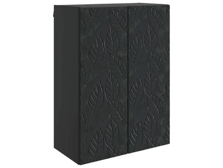 Wandschrank Schwarz 66 x 34,5 x 90 cm Holzwerkstoff mit Pendeltüren Robuster Holzwerkstoff, 90° Pendeltüren, Wandmontage, pflegeleichte Oberfläche, Holzbretter