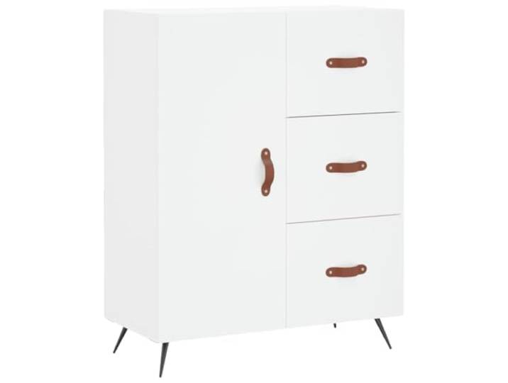 Fisinber Sideboard Weiß 69,5x34x90 cm Kommode mit Schubladen & Tür Vielseitiger Beistellschrank für Wohnzimmer und Schlafzimmer. Stabile Metallfüße treffen auf geräumigen Stauraum.
