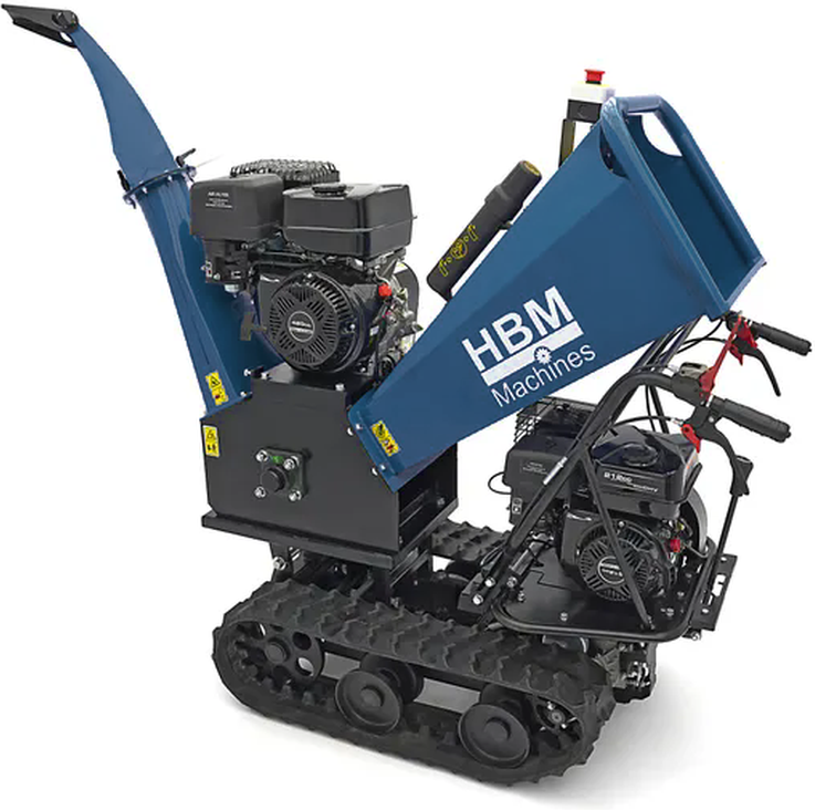 HBM Benzin-Häcksler, Holzhäcksler auf Raupenfahrwerk, 4-Takt, 15 PS, 420 cm³