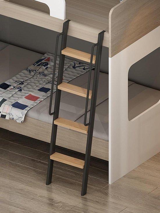 Leiter für Hochbett - Sicheres Klettern - Verstellbare Lochpositionen - 160 cm - Schwarz