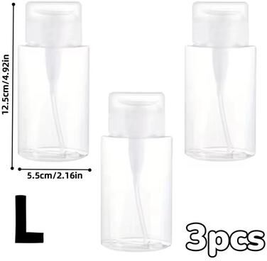 Uplift Treasures Transparent Push Down Pump Bottle Refillable Dispenser For Makeup, Nail Polish Remover & Travel Use l 200 Ml (3 Pcs)
