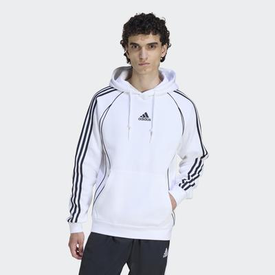 Kapuzensweatshirt ADIDAS ORIGINALS "ADICOLOR TEAMGEIST CUT LINE HOODIE", Herren, Gr. XL, weiß, Obermaterial: 70% Baumwolle, 30% Polyester, normal, Rundhals, angesetztes Bündchen, Sweatshirts