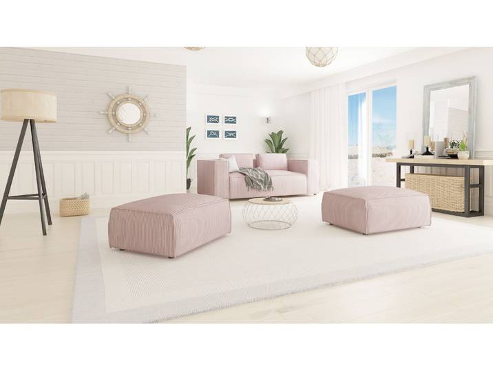 S-Style Möbel Noord - Moderner Fußhocker mit weichem Sitz - Puderrosa
