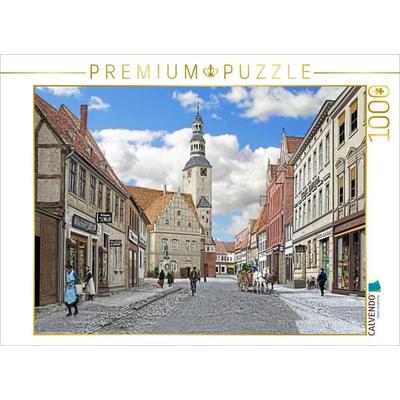 CALVENDO Puzzle Gardelegen - Stendaler Straße mit Rathaus um 1918 | 1000 Teile Lege-Größe 64x48cm Foto-Puzzle für glückliche Stunden