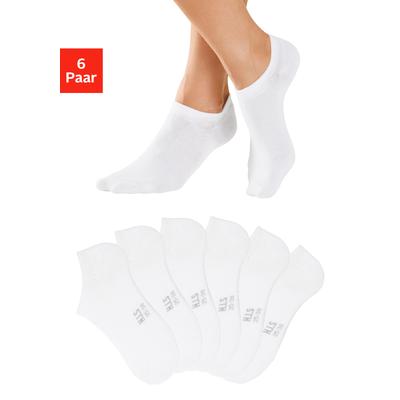 Sneakersocken H.I.S "Damen Herren Unsichtbare Sneaker Socken, Loafer Socken", Herren, Gr. 39-42, weiß (6x weiß), Baumwollmischung, elastisch, Socken Sneakersocken, mit besonders kurzem Schaft