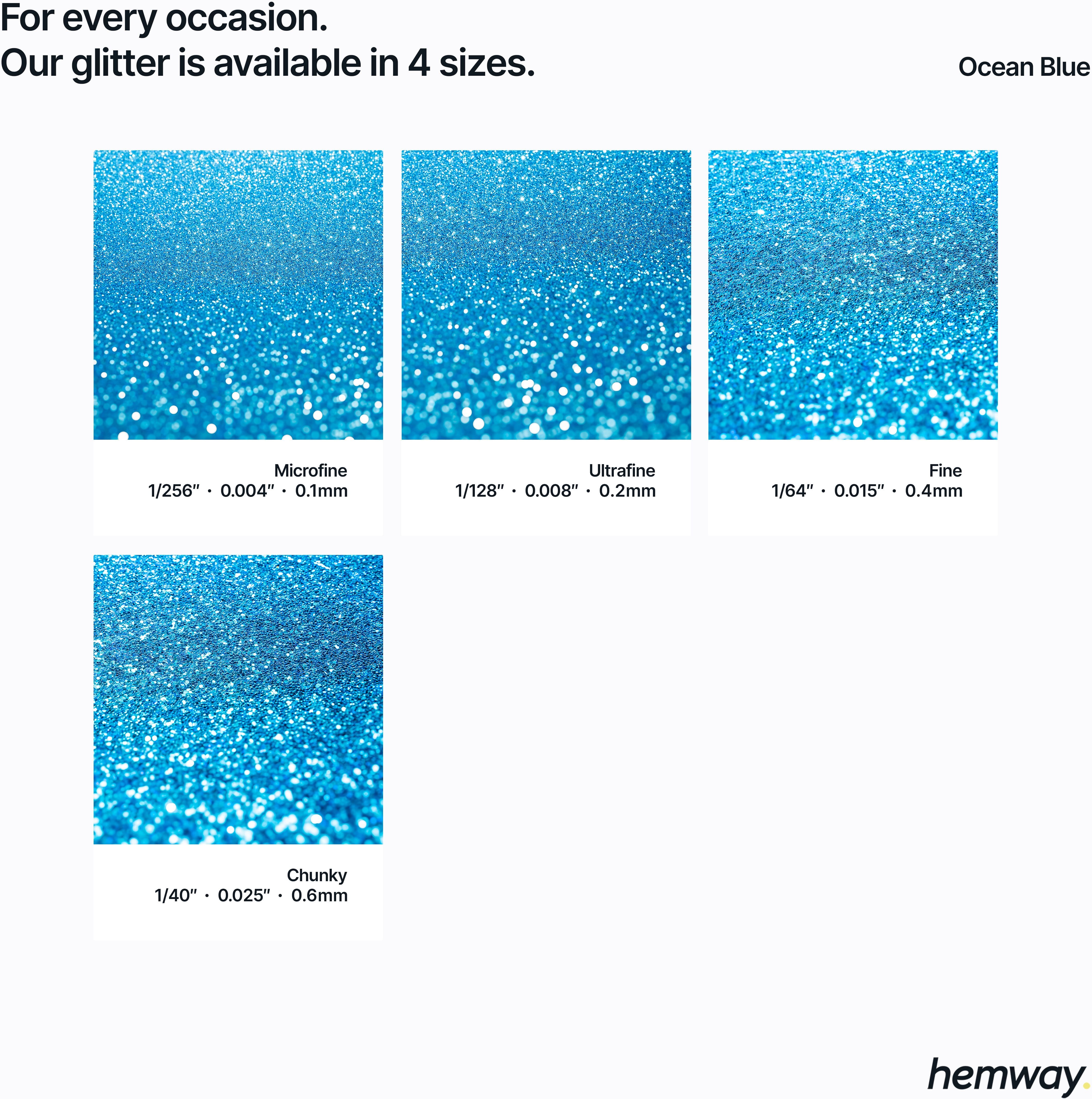 Hemway Glitter For Tile Grout 100g / 3.5oz   Ocean Blue   Waterproof   Fade Resistant - Ocean Blue - Fine 100g