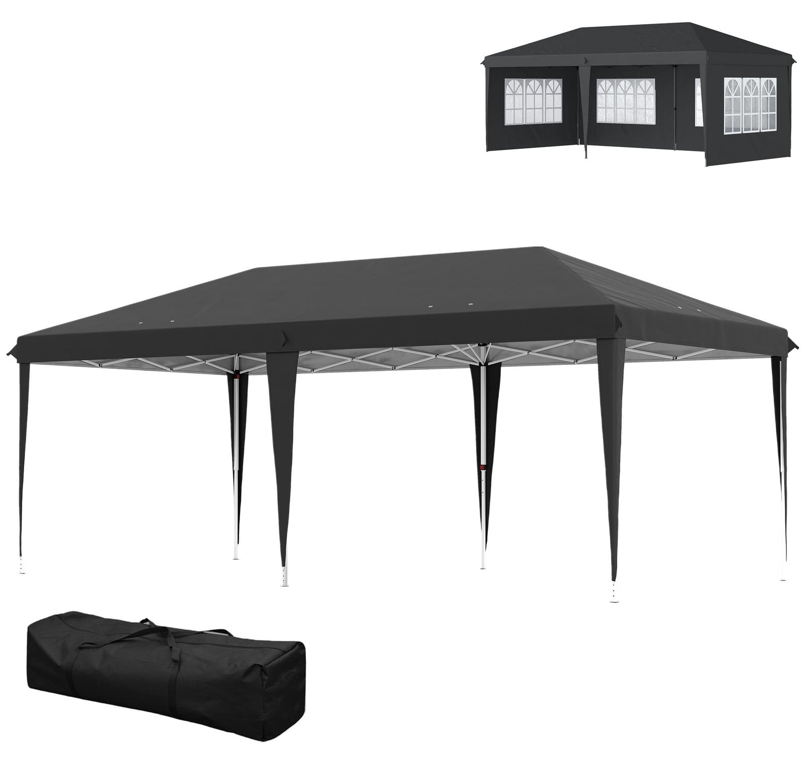 Outsunny waterdicht en opklapbaar paviljoen met 4 zijwanden, 3 x 6 meter