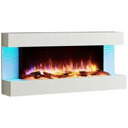 BALDERIA Helia Elektrokamin, Elektrischer Wandkamin, LED Flammeneffekt, Heizung, Weiß