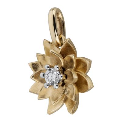 Kettenanhänger LYOMI "585/- GG/WG Lotusblüte synth. Diam. 0,06ct.", gold (mehrfarbig), Schmuckanhänger, Damen, one-size, 0,06 VS = sehr kleine Einschlüsse, Gold, 1,6 g, Kettenanhänger
