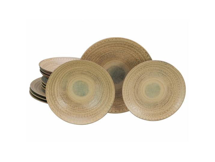 Creatable Tafelservice Neapel Sand, Braun, Sandfarben, Keramik, 12-teilig, stapelbar, Geschirr, Geschirrsets, Tafelservice