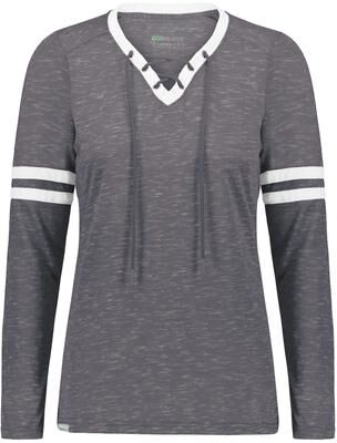 Holloway 223246 Women's Monterey Long Sleeve Top in Carbon Heather/Heather size 2XL   Polyester