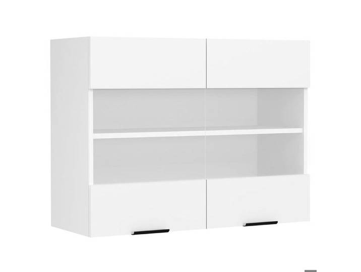 Fasola meuble haut de cuisine 80 cm 2 portes en verre blanc.