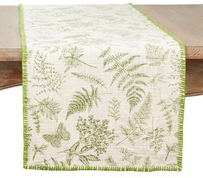 Saro Lifestyle "Leaf Design Whipstitch Table Runner - 16""x72"""