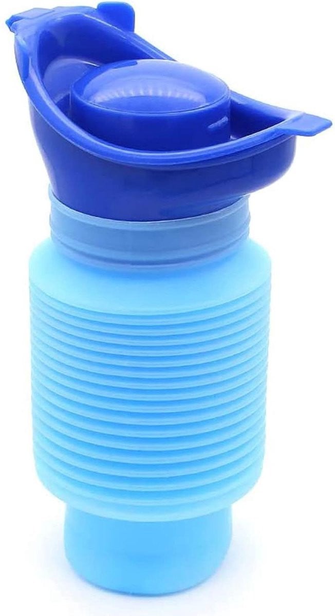 Draagbaar en krimpbaar urinoir voor dames en heren, 750 ml, blauw