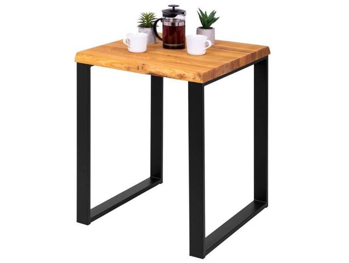 LAMO MANUFAKTUR Table de bar cuisine - table haute industrielle - table haute en bois - 60x60x76 cm - noir - modern - foncé