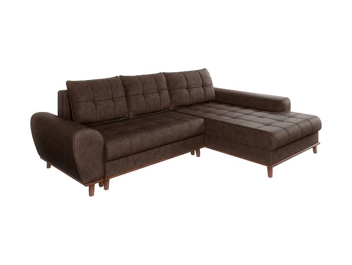 Ecksofa mit Schlaffunktion Bettkasten in Leder-Optik Mikrofaser Vintage Braun / 21017