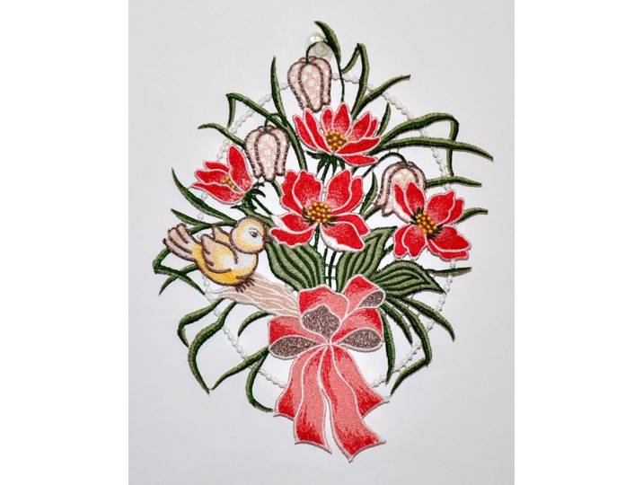 Fensterbild STICKEREIEN PLAUEN Blumenschleife Fensterbild Gr. 1, gelb (gelbgrün), B:20cm H:28cm, Polyester, Fensterbilder, Fensterbild, Fensterbild Blumenschleife