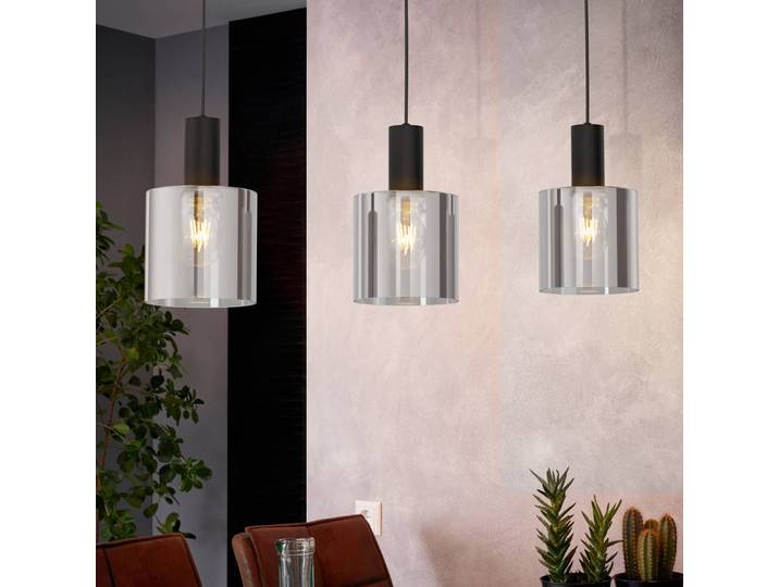 EGLO Glas Hängeleuchte Gorosiba, dimmbar, schwarz, für Wohn- / Esszimmer, Glas