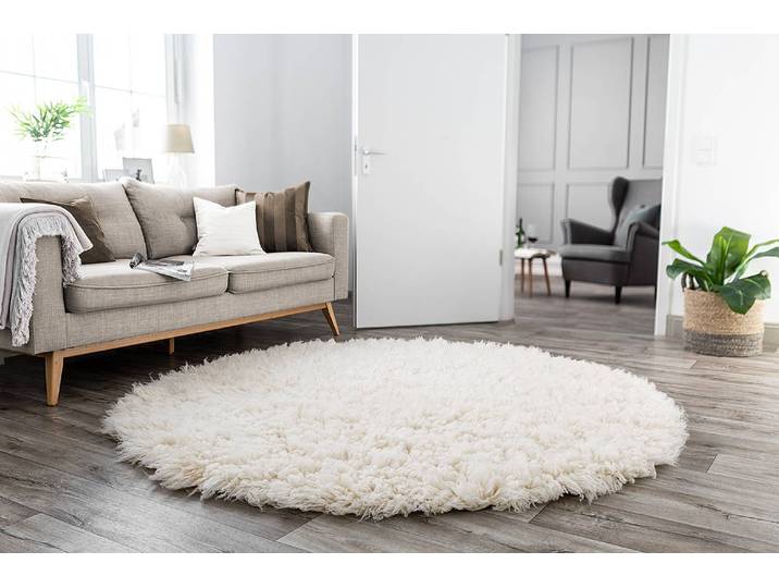 Tapis en laine Flokos 2450 rond Blanc Ø 250cm Laine