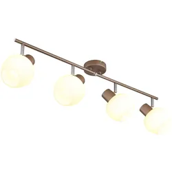 Deckenleuchte schwenkbar Deckenlampe kaffeefarben Esszimmerlampe Deckenstrahler Glas opal, Metall, 4x E27 Fassungen, LxBxH 80x12,5x17,5 cm