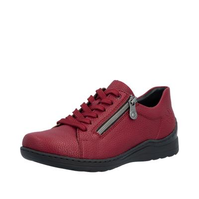 Sneaker RIEKER, Damen, Gr. 37, rot, Lederimitat, Schuhe Sneaker, Schnürschuh, Halbschuh, Klassik-Sneaker mit Reißverschluss