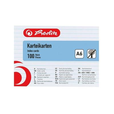 Herlitz Karteikarte A6 liniert weiß 100er Packung