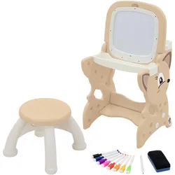 KINDER MALTISCH Braun mit Hocker