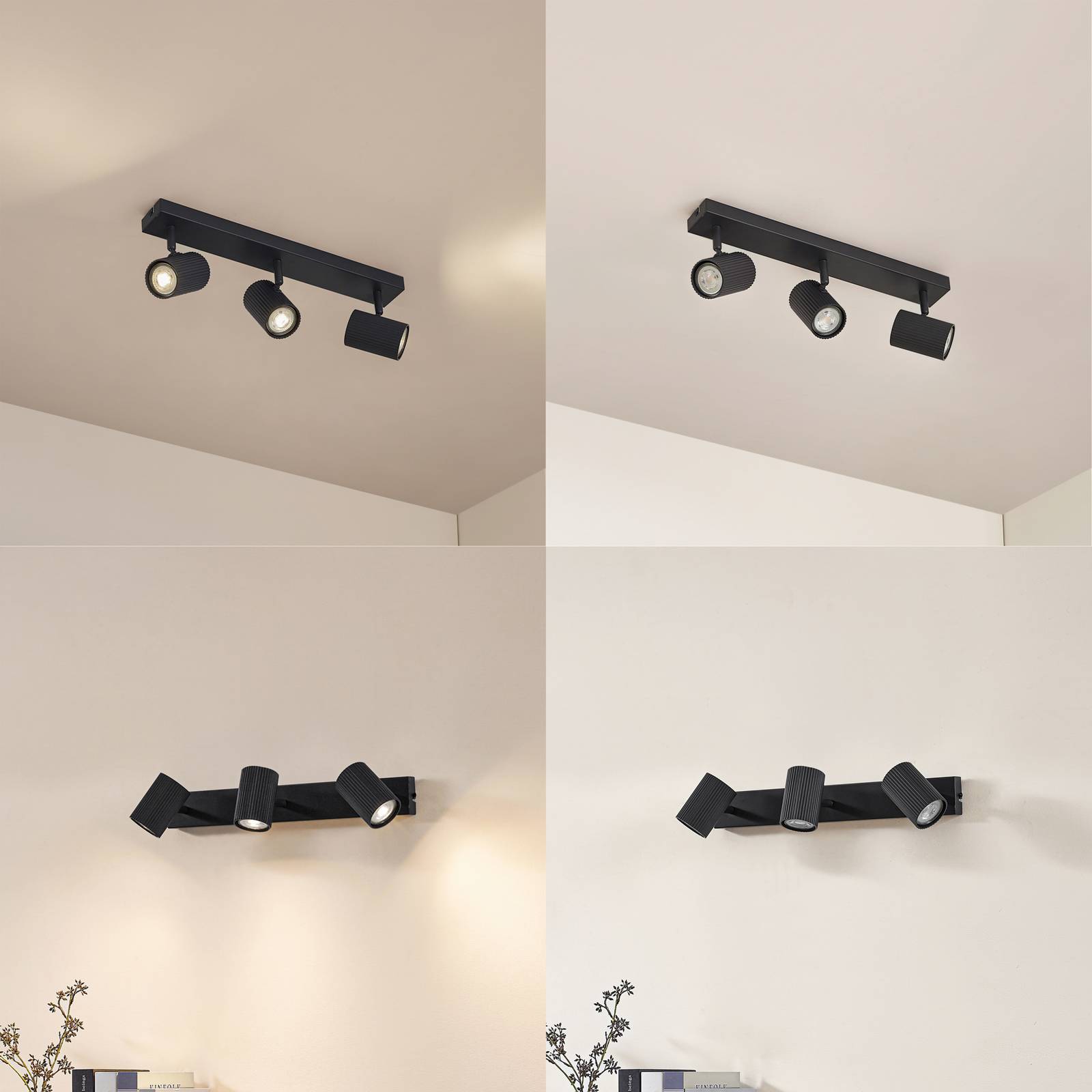 Lindby Kardis ceiling spotlight, dark grey, 3-bulb, metal, GU10 Lindby, dimmable, Alu / grey / zinc, Hallway, Aluminium, Modern, Ceiling Light