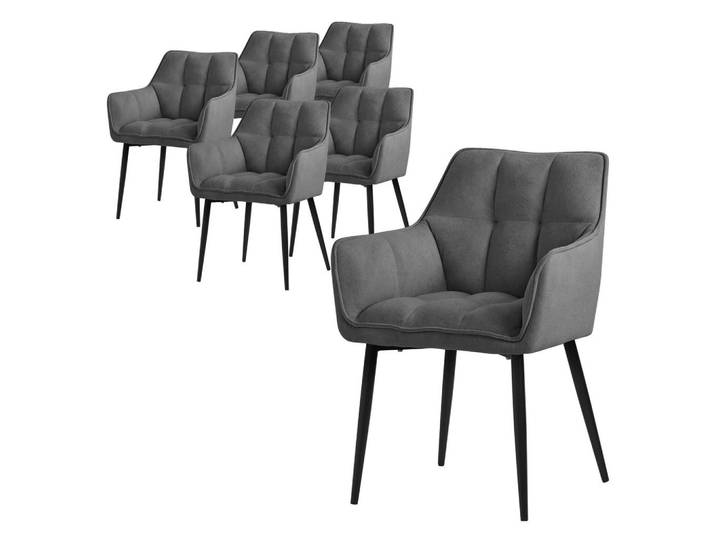 Ml-Design Esszimmerstuhl 6er Set dunkelgrau, Dunkelgrau, 63x90x57 cm, Esszimmer, Stühle, Armlehnstühle