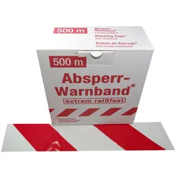 FLUID 100201 Absperrband Warnband EXTREM REISSFEST Rot Weiß quer gestreift Länge 500m