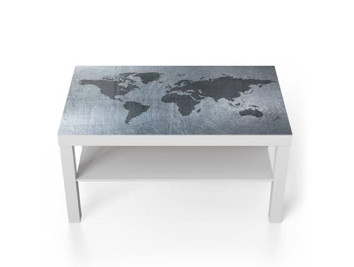 DEQORI Glastisch weiß groß 90x50 cm Motiv Geschmiedete Welt ausgefallener Beistelltisch aus Glas Hochglanz Couchtisch fürs Wohnzimmer moderner Couch Tisch mit Design