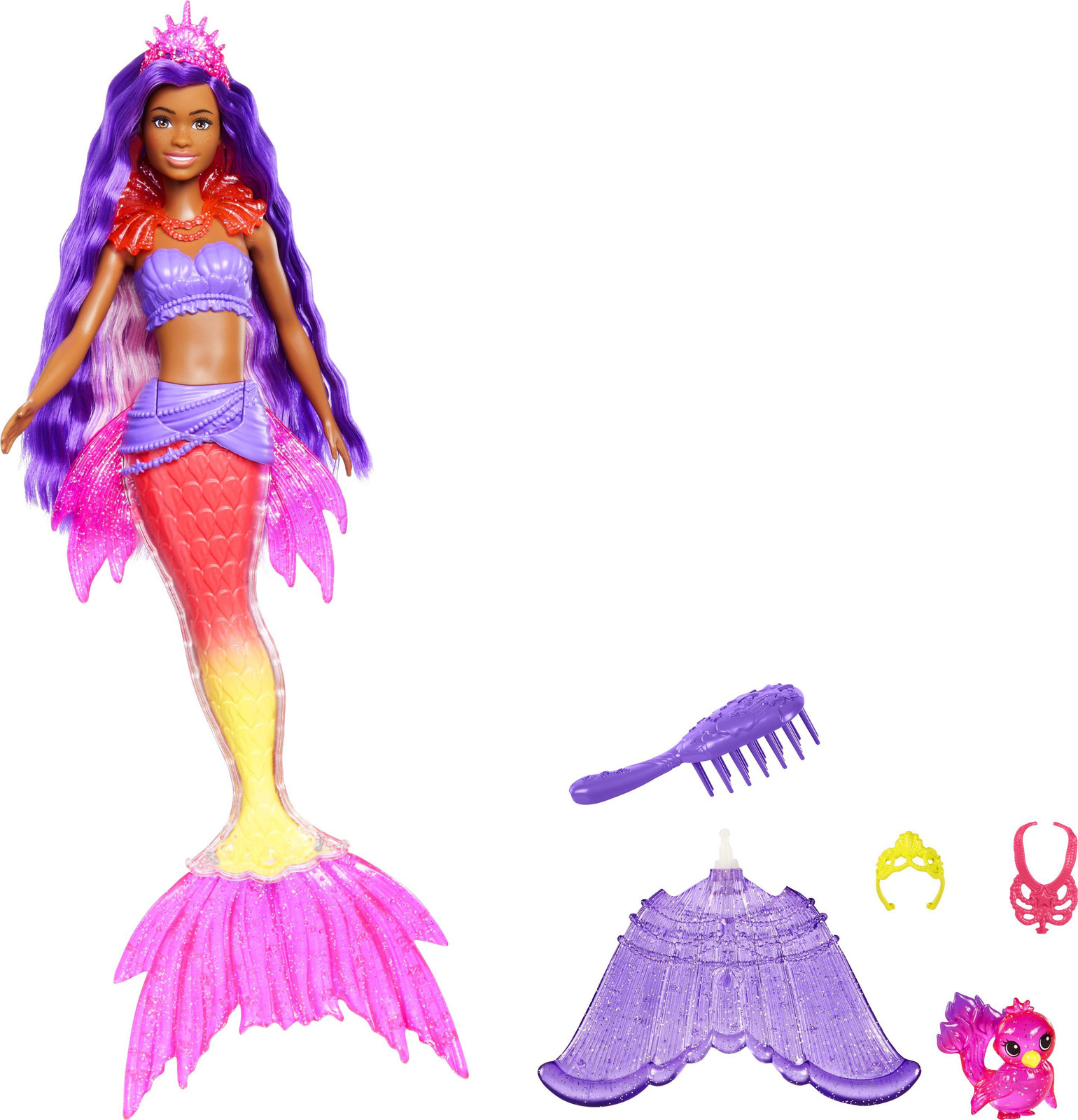 Barbie Zeemeerminnenkracht Brooklyn pop met paars haar en accessoires