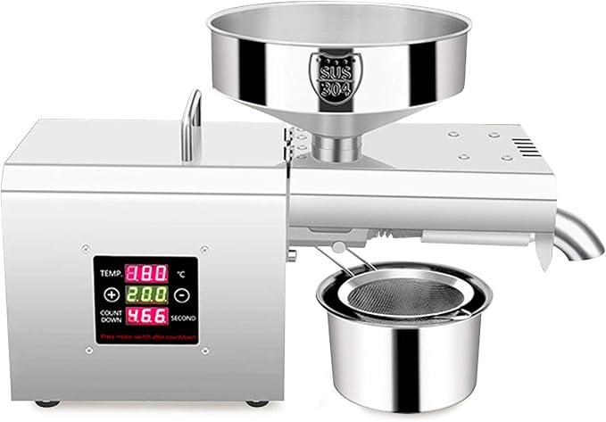 Automatische Ölpresse, Maschine Temperaturkontrolle Öl Extraktion Expeller Ölmühle 610W EU-Stecker Automatische ölmühle edelstahl für Kommerziell und Haushalt