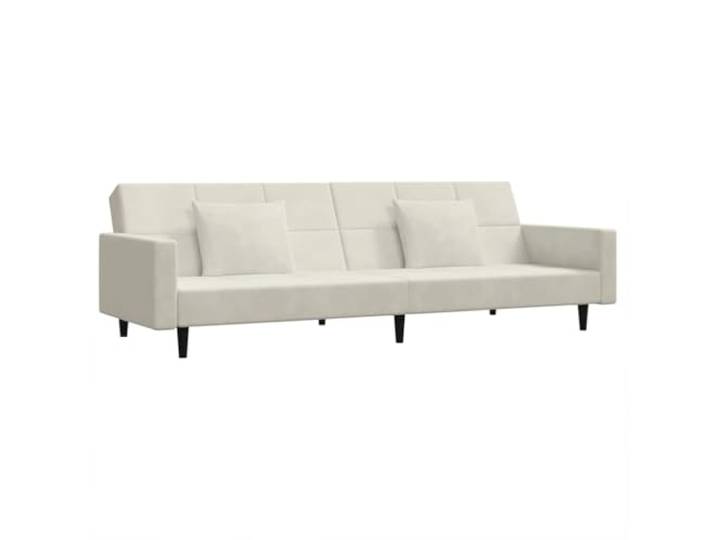 Coespram Schlafsofa 2-Sitzer Ausklappbar mit 2 Kissen Creme Samt Verwandlungscouch für Gästezimmer und Büro mit verstellbarer Rückenlehne und bequemer Schaumstoffpolsterung.